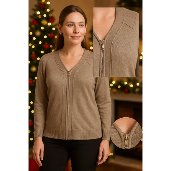 LANE BRYANT Gold Metallic Ribbed Zip Knit Cardigan 14/16 Quietlux Minimalist - Picture 2 of 11